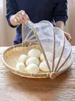 different li household fold meal cover leaf mustard cover bamboo weaving circle dustpan bamboo sieve table steamed buns defence