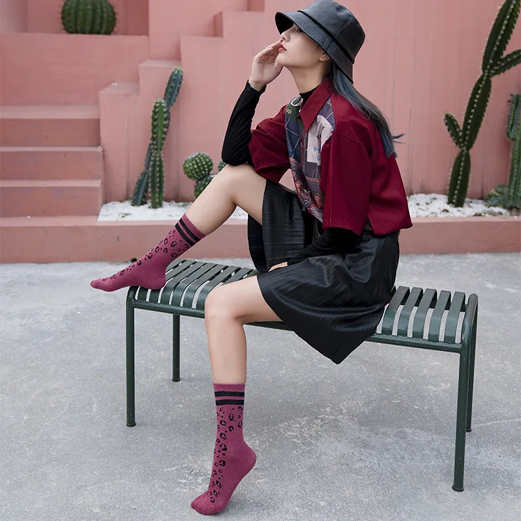 Зимние теплые женские утепленные хлопковые носки японские школьные модные для