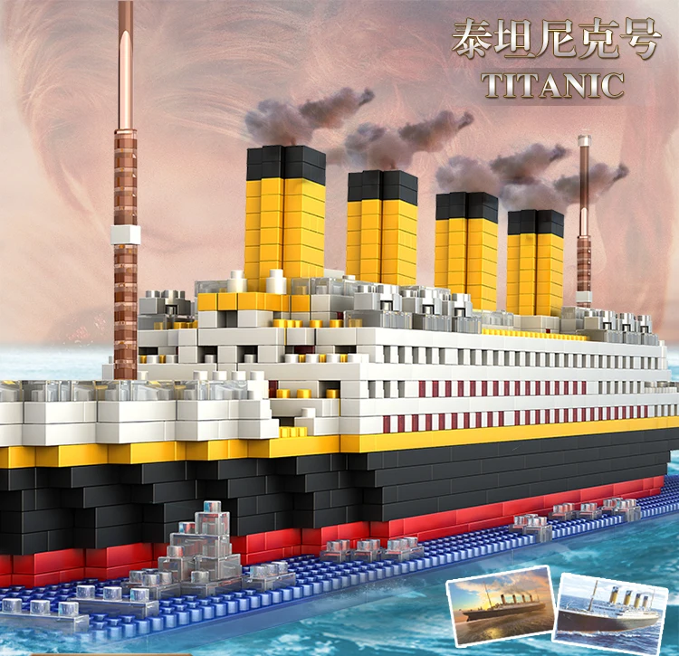 Titanic 1860pcs Ship 3d Diy Building Blocks Toy Boat Model Educational exhibition/Collection Birthday Gift For Children | Игрушки и