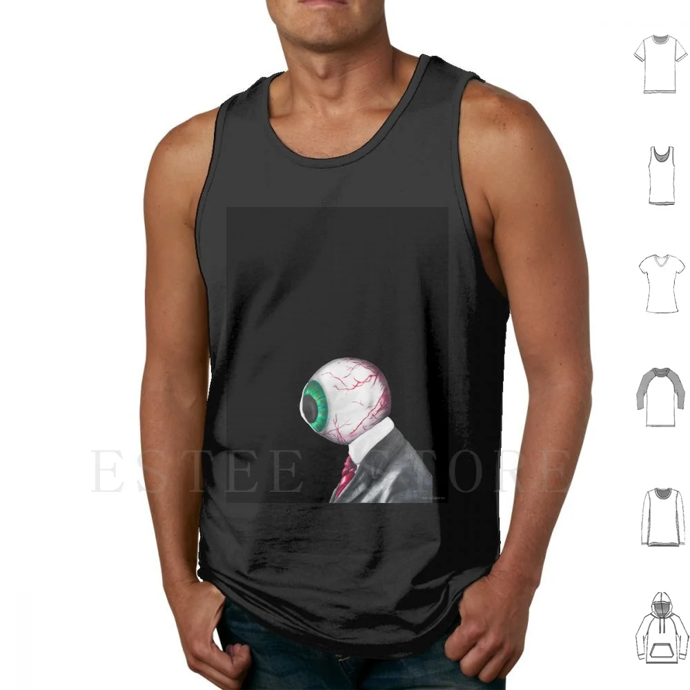 Майка с принтом в виде суперреалистичности и необычными странными глазами |