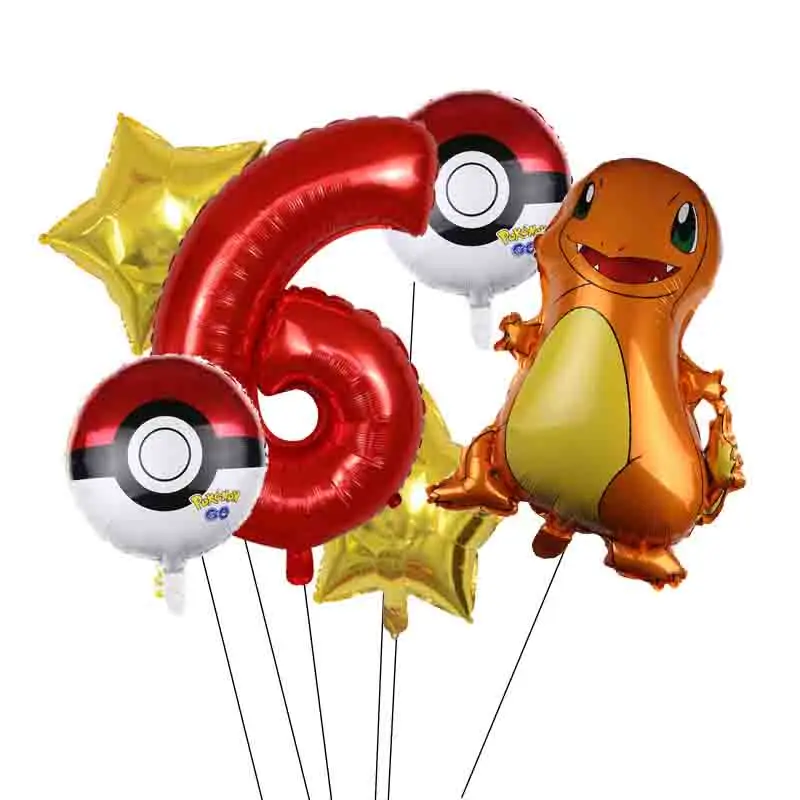 

6pcs Pokemon series Pikachu Aluminum balloon 32inch number balloons Children Birthday party decoration Balloon set kids toy