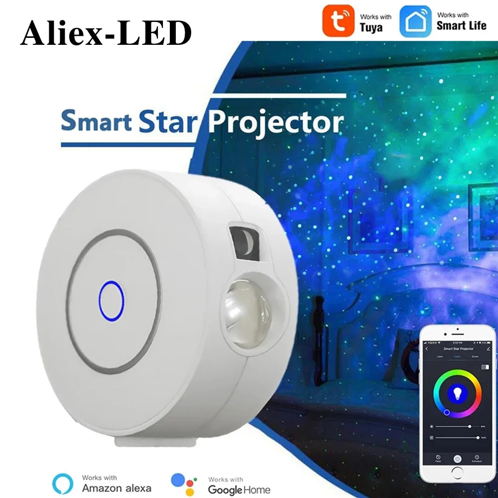 LED Smart Star Projector Lamp WiFi Starry Sky Projector Night Light Laser Wave Lamp APP Wireless Control for Alexa Google Home