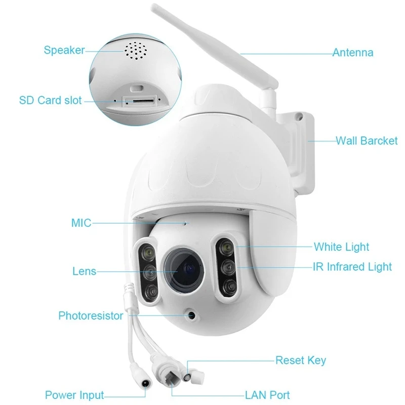 MOOL K64A 16X Zoom WiFi 1080P PTZ IP камера для лица автоматическое отслеживание IP66