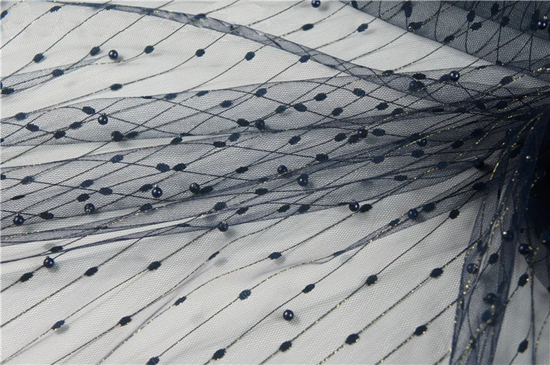 160 см х 100 блестки жемчуг вуаль ткань органза сетка Золотая линия для платья