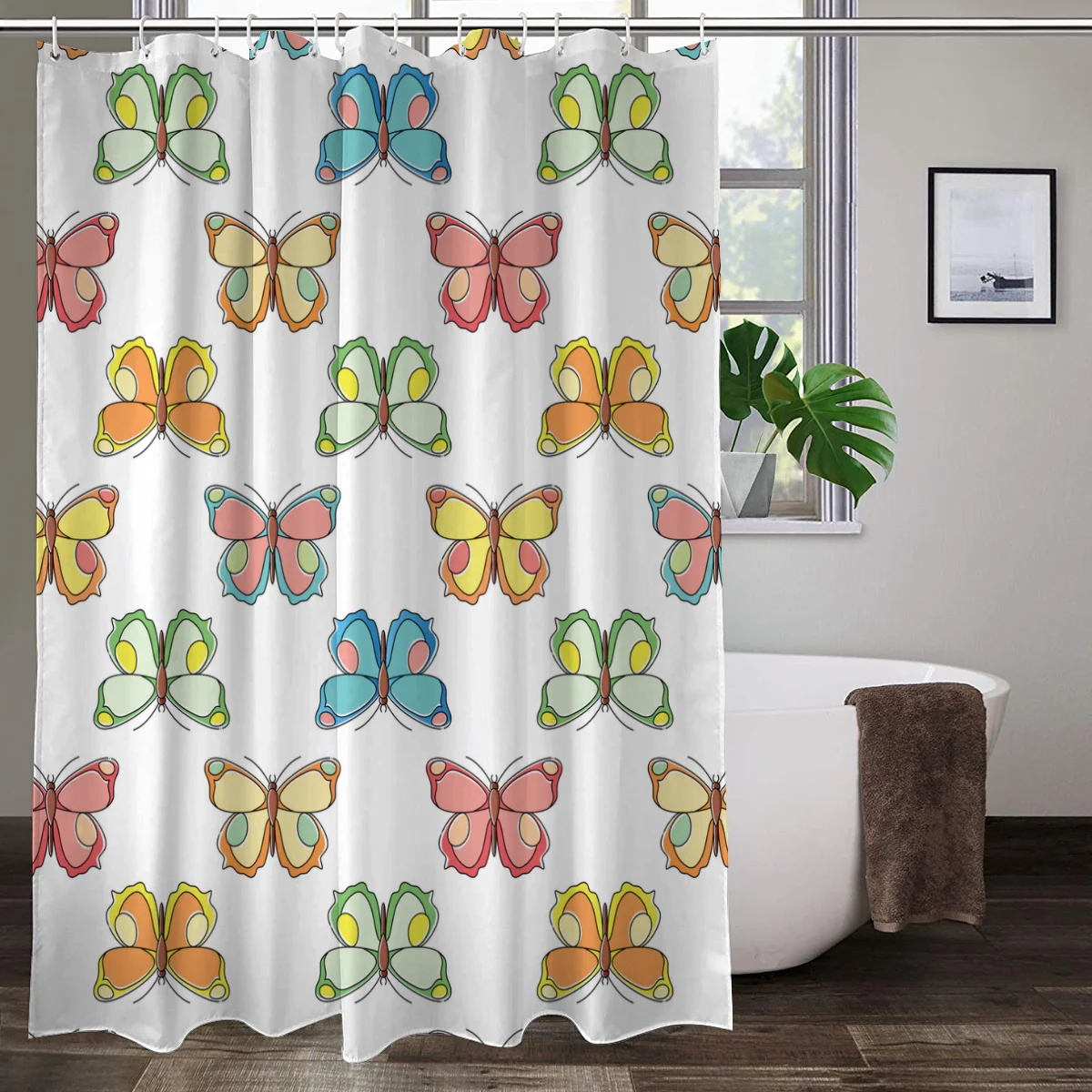 

Butterfly Flower Pattern Woman Shadow Shower Curtains Home Decor Bathroom Decorative Curtain Bath Bathtub Fabric Shower Curtain