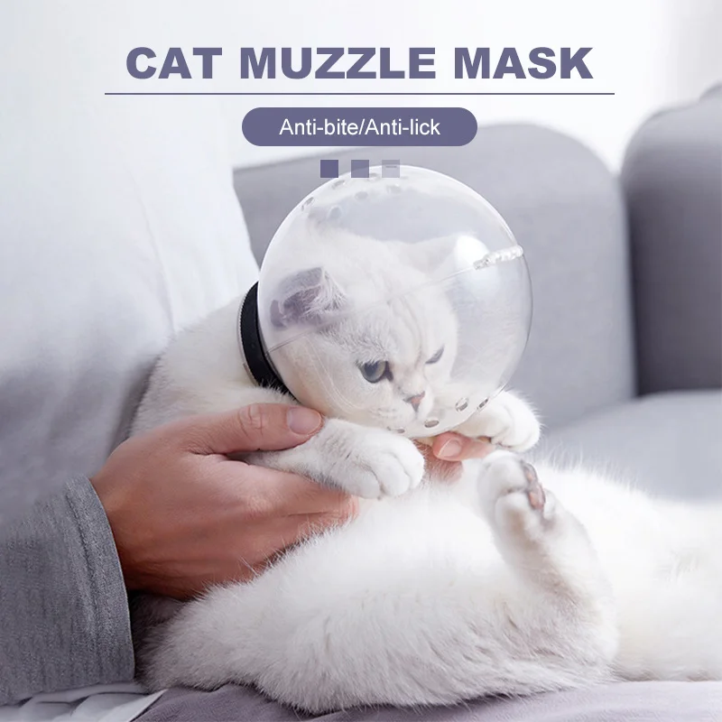 

Pet Elizabethan Collar for Cat Headgear Breathable Elizabethan Circle After Surgery Anti-Bite Lick Wound Healing Safety Mask