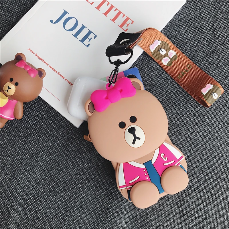 Мягкий силиконовый чехол для хранения наушников с объемным рисунком сумка