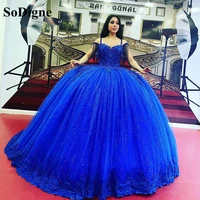 sodigne royal blue glitter tulle prom dresses ball gown sequin beads homecoming graduation party dress evening gowns