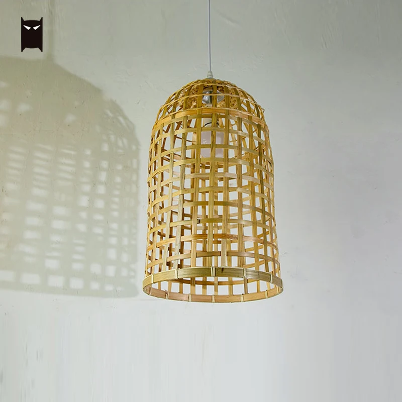 Ремесло бамбук плетеная подвеска в виде корзины осветительный прибор кантри