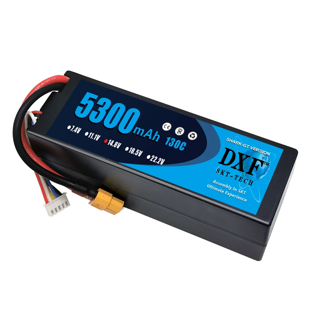 DXF-bater&iacute;a Lipo 2S 3S 4S, 7,4 V, 11,1 V, 14,8 V, 5300mah, 130C, carcasa dura, escala 1/10, para TRXXX Slash 4x4 RC-4