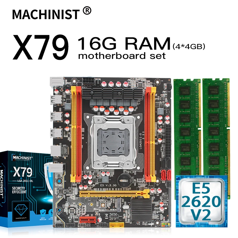 X79 настольная материнская плата LGA 2011 набор с процессором Intel xeon E5 2620 V2 и 16G(4*4G) DDR3 RAM