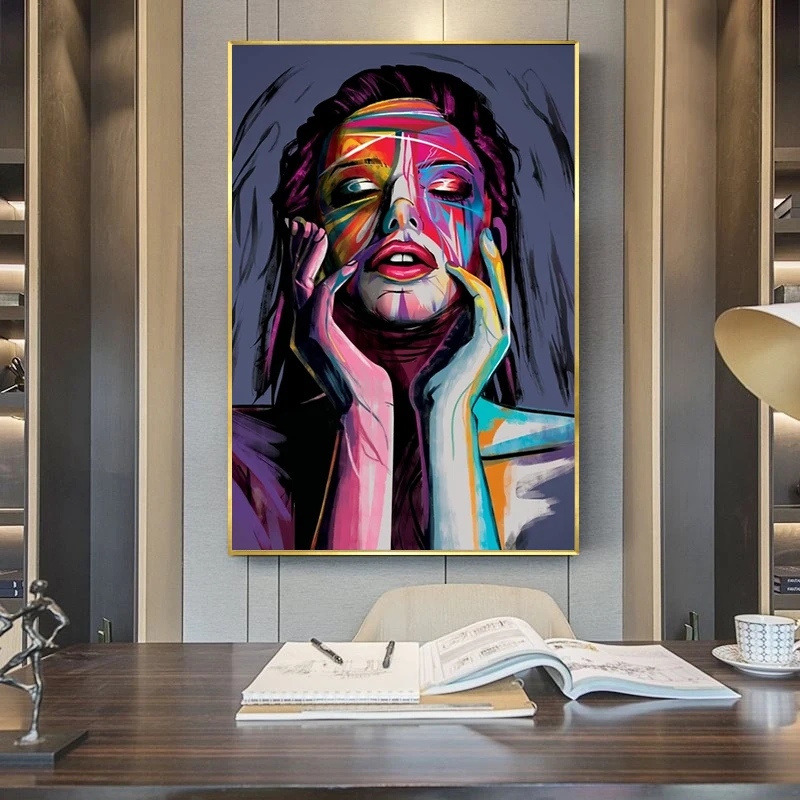 Абстрактная акварель Граффити Девушка улица Поп Арт холст живопись плакат