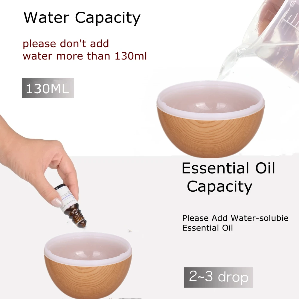 

Wood Air Humidifier Aroma Essential Oil Aromatherap Diffuser for Home Remote Control 7 Color Light Electric Cool Mini Mist Maker