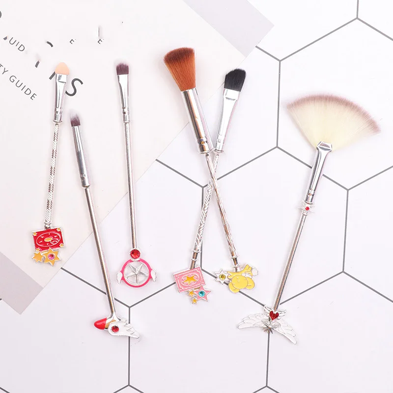 

2021 Fancy 6Pcs Cardcaptor Sakura Makeup Brushes Set Eyeshadow Brush Soft Hair Beauty Gift Metallic Cosmetic Brush Tools