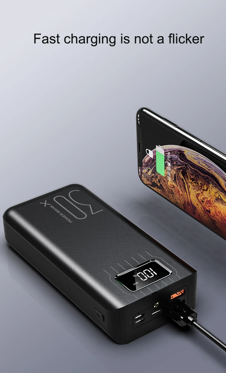 30000 мАч Внешний аккумулятор Poverbank 2 Usb Lcd power Bank портативное зарядное устройство для мобильного телефона для Xiaomi Mi Iphone X, huawei