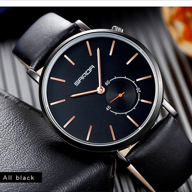 Роскошные Брендовые мужские наручные часы простой дизайн с двойным циферблатом