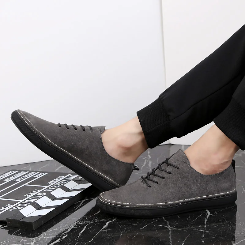 Men's Loafers Comfortable Flat Casual Shoes Men handmade sewing Breathable lace up Soft genuine Leather oxfords men | Обувь