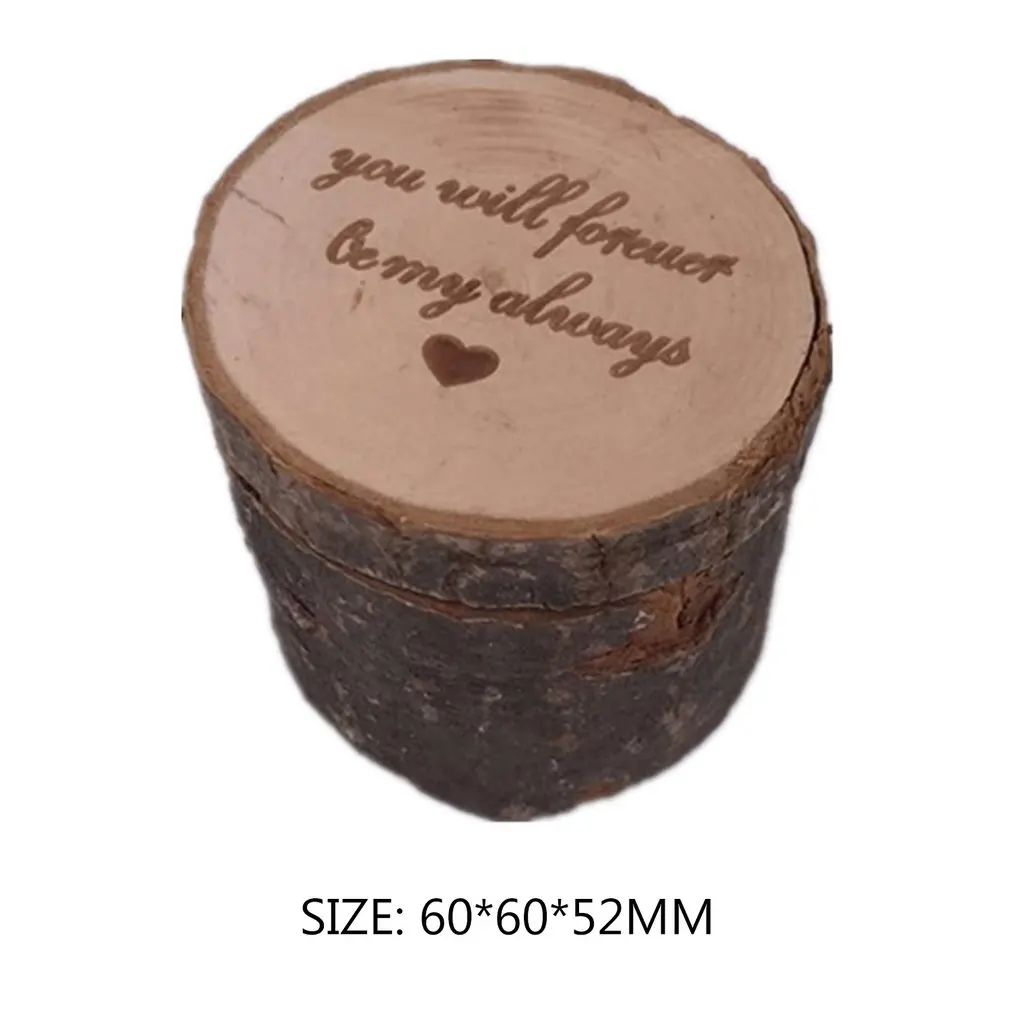 Винтажная коробка для колец деревянная обручальных деревенский держатель