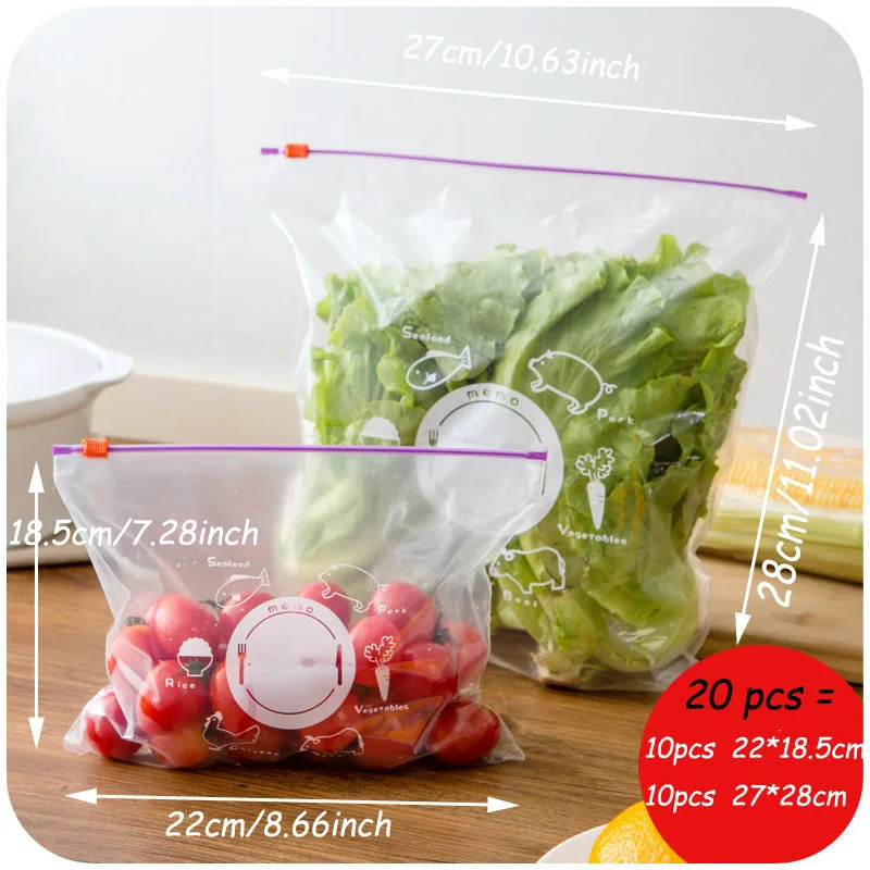 20pcs 50 шт./лот, пластиковые пакеты на молнии, пакеты для хранения замороженных продуктов, сумки для хранения, органайзер для путешествий - Цвет: 20pcs