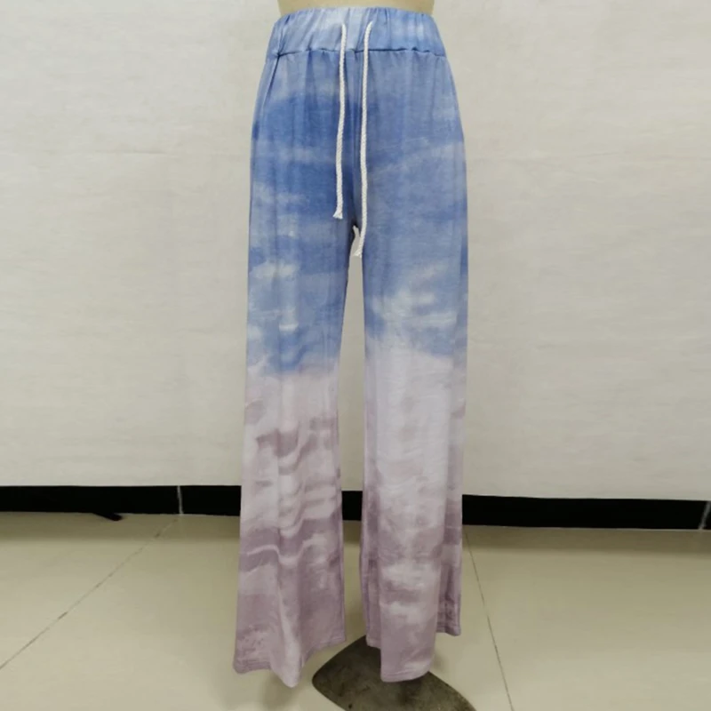 

New 2021 Women's Wide-leg Pants Casual Soft And Comfortable Fashionable Flame And Gradient Printed Trousers Plus Size S-2XL