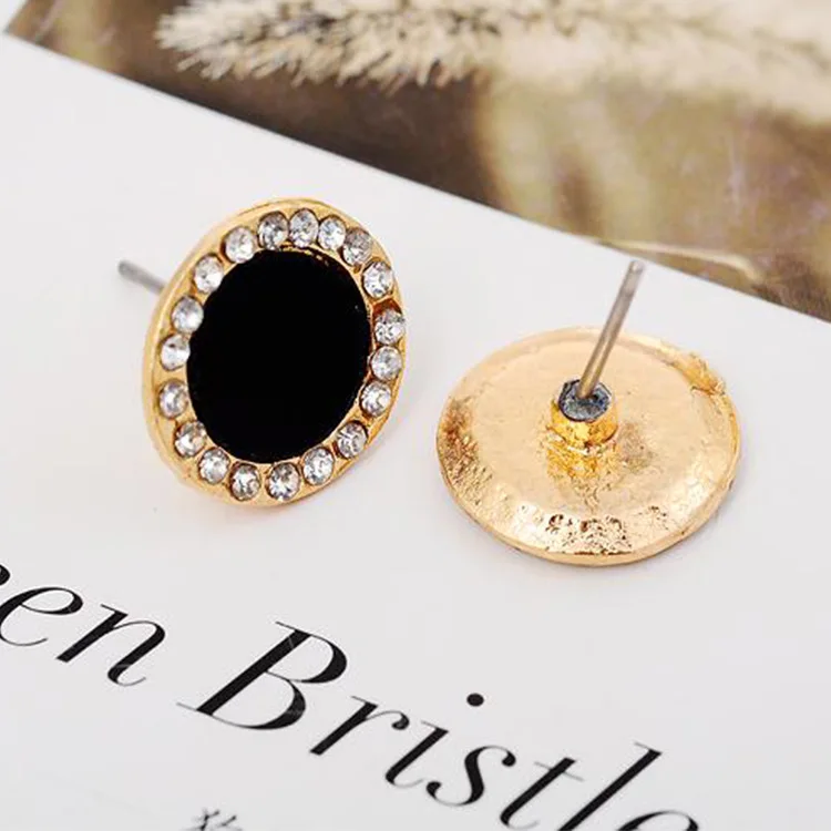 Модные черные Кристальные серьги-гвоздики для женщин эффектные ювелирные
