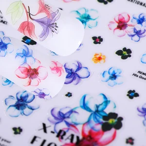 1 лист цветочных смешанных узоров, цветы, 3D наклейки для ногтей, водные переводные наклейки для нейл-арта, Полные Обертывания, украшения для ногтей, наклейки для творчества