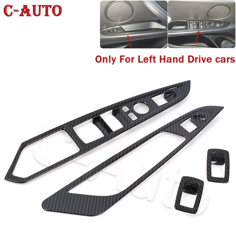 Car 4pcs Carbon Fiber Car Window Button Armrest Window Switch Cover Trim For BMW X5 F15 2014-2018 X6 F16 2015 2016 2017 2018