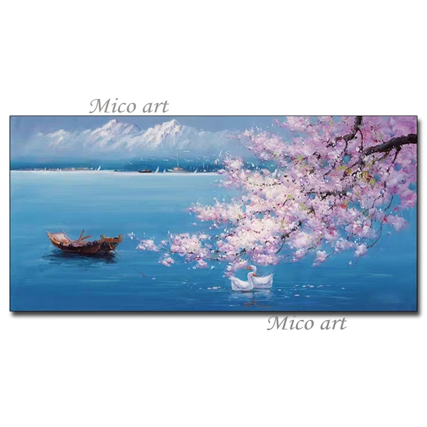 

New Arrival Abstract Lake Landscape Oil Painting Unframed Paintings Picture Artwork Canvas Wall Art Decoration For Living Room