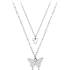 Женское Двухслойное ожерелье с подвеской-бабочкой