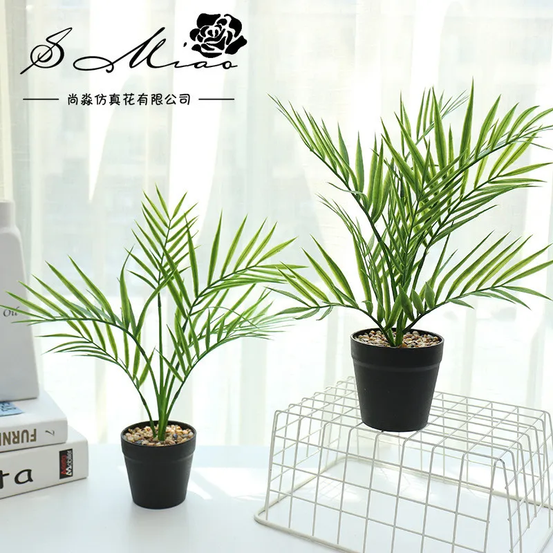 

Simulation Green Plant Bamboo Leaf Potted Creative Indoor Ornaments Artificial Flower Bonsai Interior Decoration