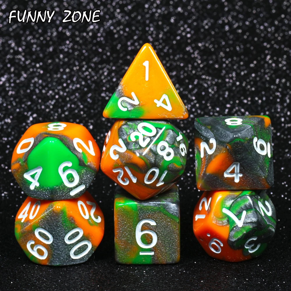 Кости многогранные наборы игра для ролевых игр (РПГ) настольная 25 цветов | Спорт и