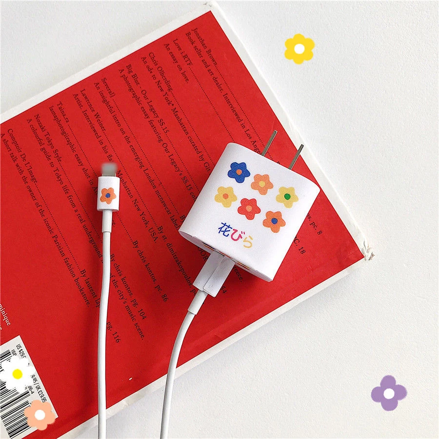 

Cartoon cute Apple Lightning Charger Cable Wire Cord Stickers For iPhone 11 XS Max XR 6 7 8 Plus Charger Protector Sticker
