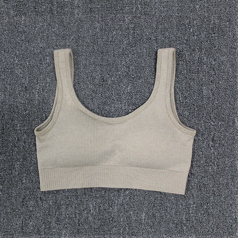 

Europe US hot-selling nylon quick-dry yoga vest shockproof professional sports seamless fitness bra woman hight elastic rib bra