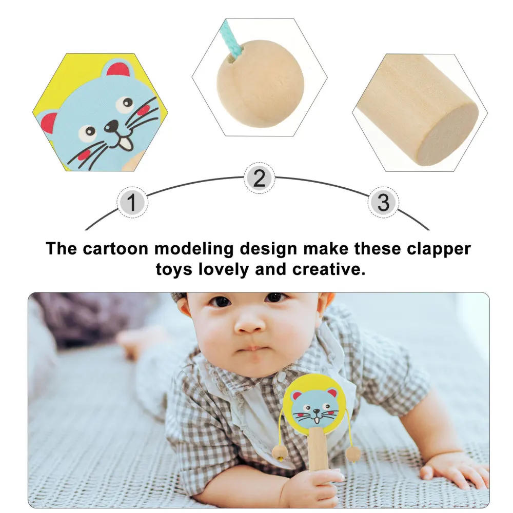 

5pcs Practical Early Education Rattle Cartoon Wooden for Kids