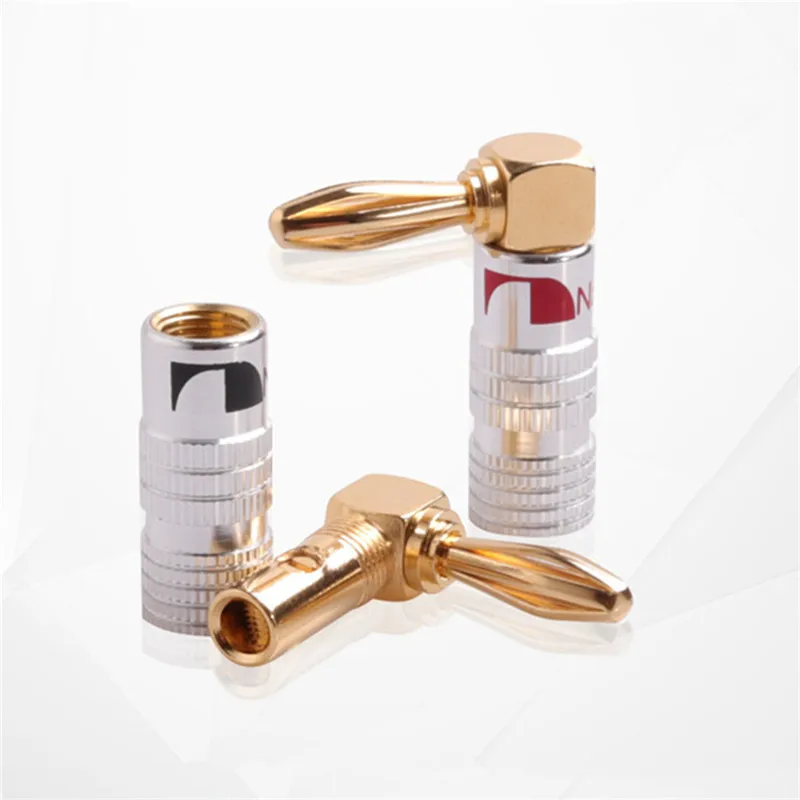 16-кратный Банановый штекер L-образный адаптер для динамика позолоченный s