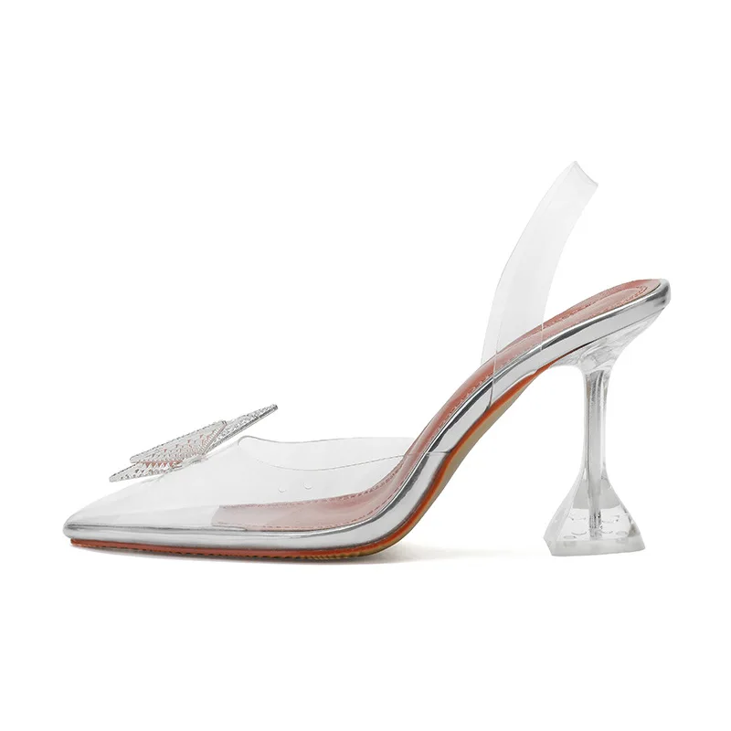 

Butterfly drill button French high heeled shoes