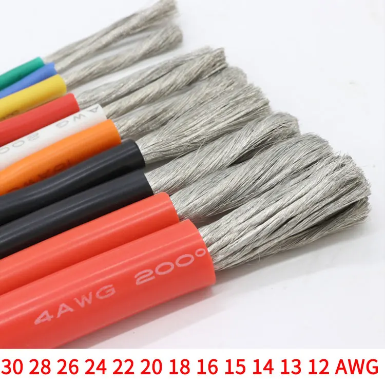 100M 30 28 26 24 22 20 18 16 15 14 13 12 AWG Heat-resistant cable Ultra Soft Silicone Wire Copper Flexible High Temperature