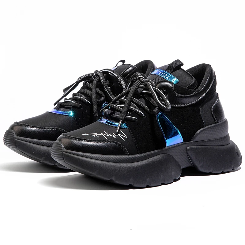 Женская обувь из натуральной кожи Осенняя с закругленным носком для папы черного