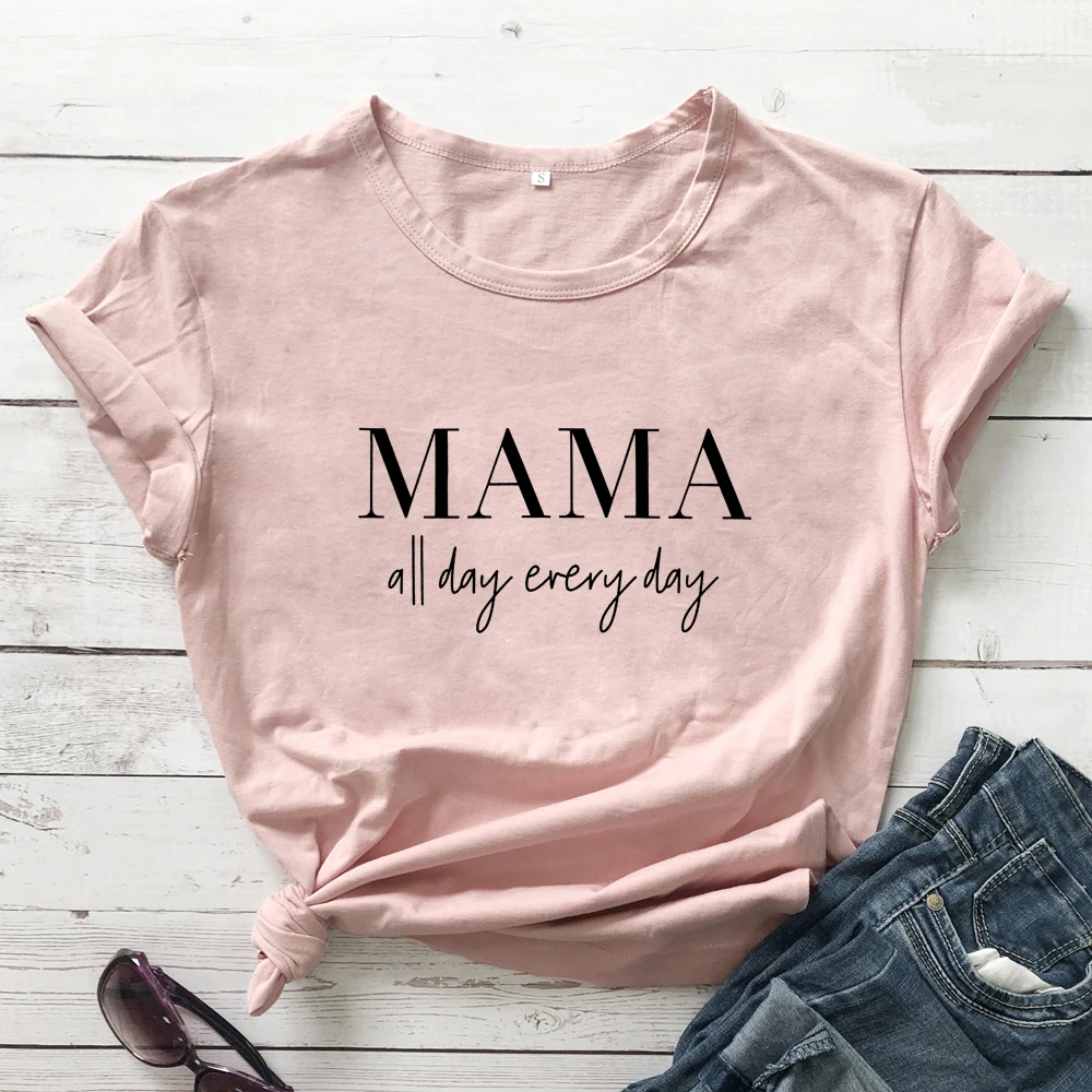 MAMA All Day each футболка смешная женская из чистого хлопка Tumblr мама жизнь, подарок футболка Повседневная С буквенным принтом слоган футболки топы размера плюс