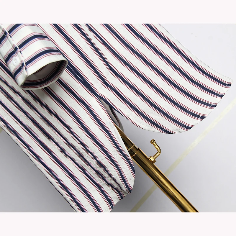 Женский комплект из двух предметов свободная длинная полосатая блузка оверсайз