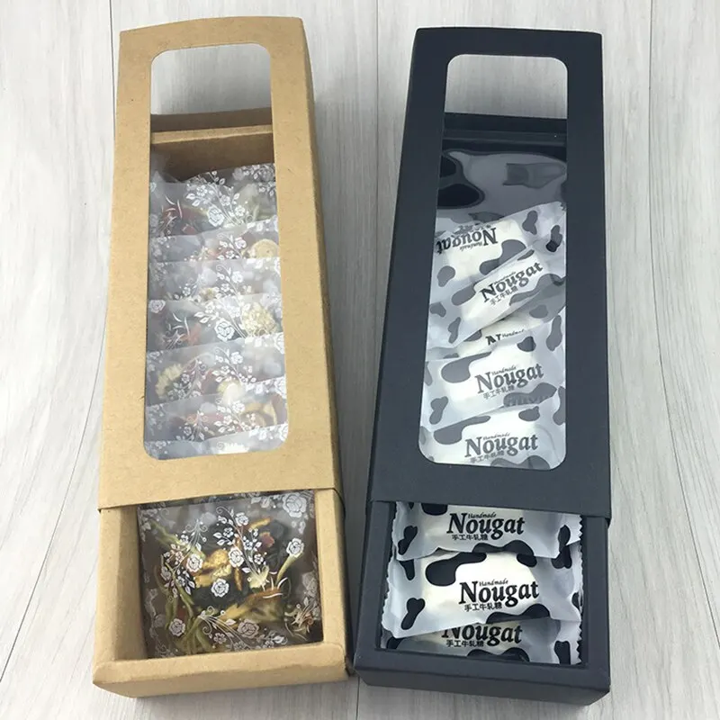 Коричневая/красная/черная картонная оконная коробка с прозрачным ПВХ для