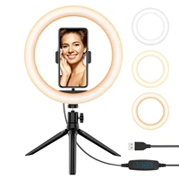 2022 new selfie ring light with tripod stand cell phone holder for live streammakeup mini led camera ringlight for youtube
