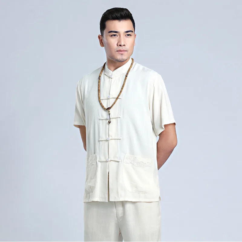 Традиционная одежда Hanfu Мужская Блузка Стиль Топ Китайская у Шу Тай Чи Шаолинь