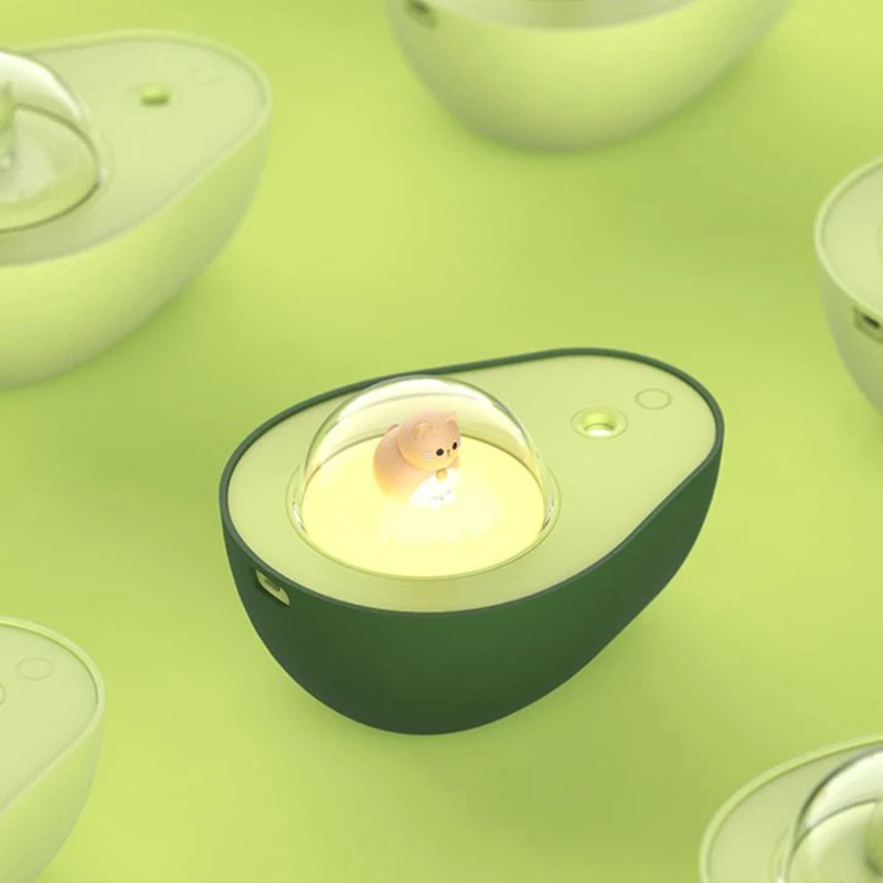 

210ML Avocado Humidifier Office Desktop Bedroom USB Night Light Water Diffuser L69D