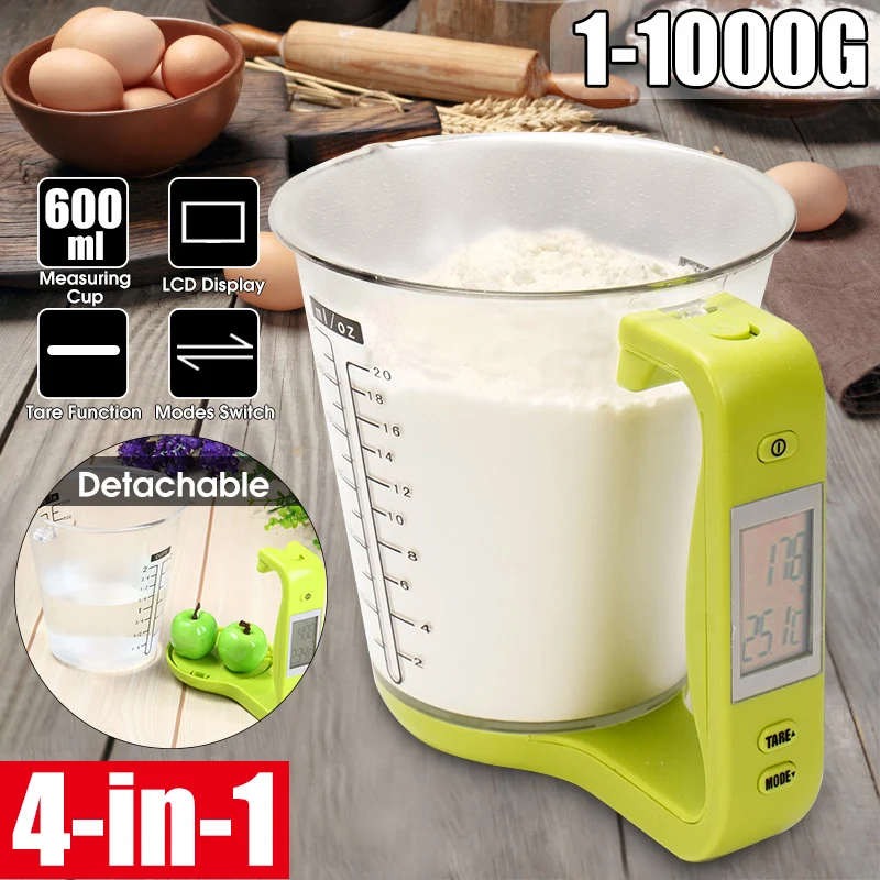 

600ML Kitchen Scales Beaker Detachable Electronic Food Weight Measuring Cup Units Conversion/Tare Function [Digital LCD Display]