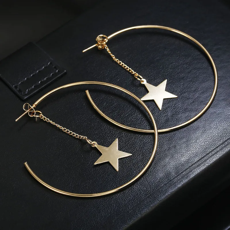 

Summer Jewelry for Women Star Big Circle Geometry Earrings 2021