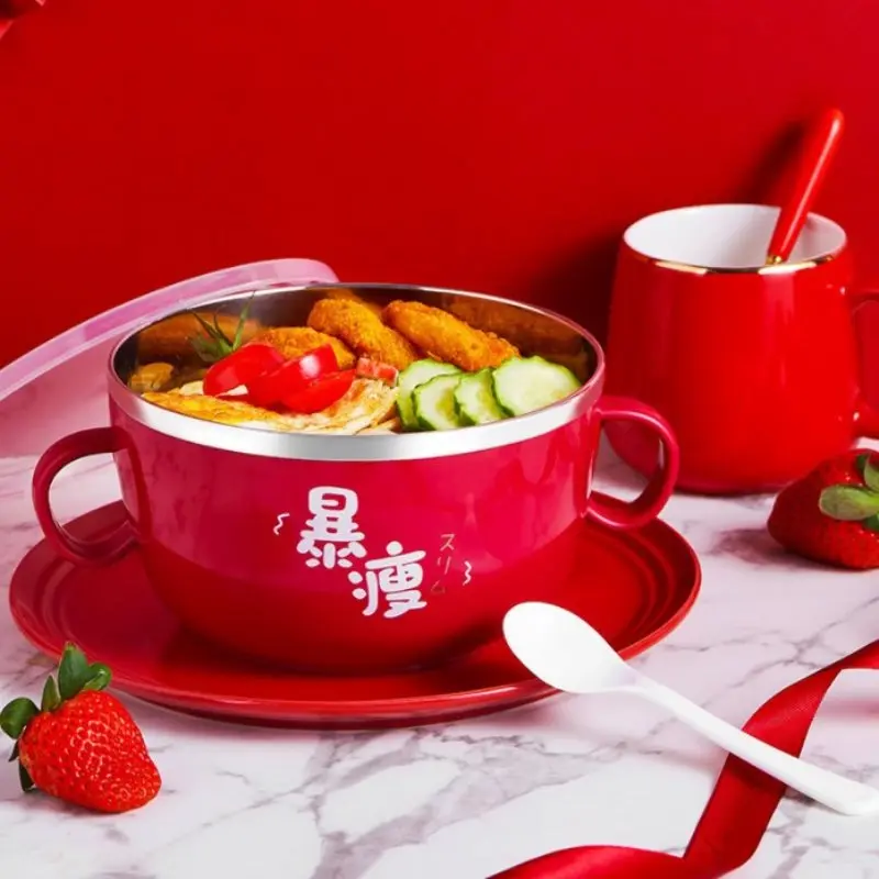 

Stainless Steel Instant Noodle Bowl Portable Student Dormitory Household With Sealed Lid Large Capacity Instant Noodle Bowl