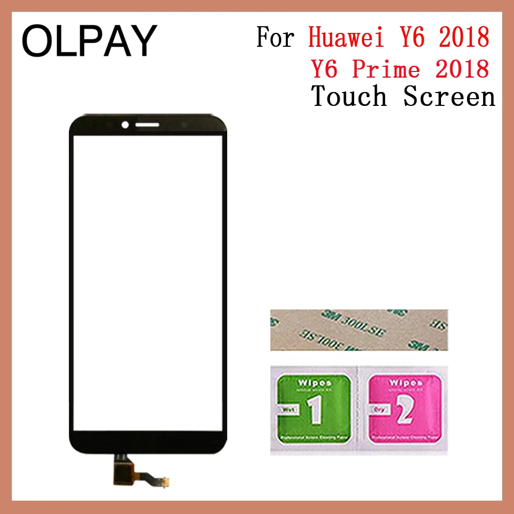 Black No Tools OLPAY 5,7 дюймов для huawei Y6 /Y6 Prime сенсорный экран дигитайзер Панель переднее стекло объектив сенсор Бесплатный клей+ салфетки - Цвет: Black No Tools