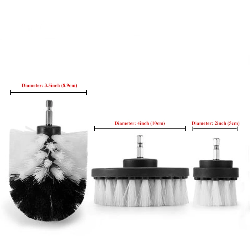 

Electric Scrubber Brush 3Pcs/Set Drill Brush Kit Plastic Round Cleaning Brush For Carpet Glass Car Tires Nylon Brushes 2/3.5/4''