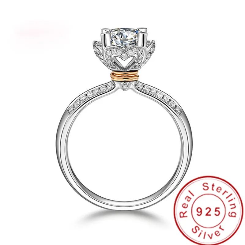 2019 чехол с изображением сердечка цветка кольца 925 стерлингового серебра AAAAA cz